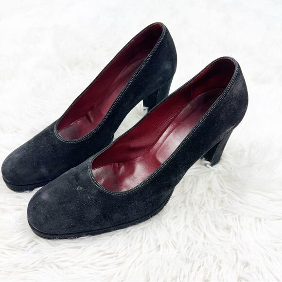 Hobbs London Round Toe Block Heel Suede Pumps Shoes - Picture 8 of 10